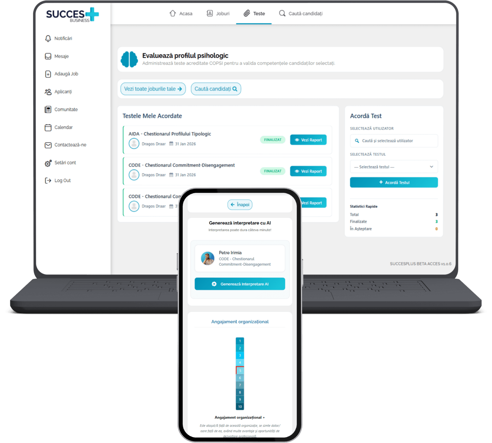 SuccesPlus Business – evaluare profil psihologic și compatibilitate vocațională
